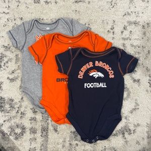 Bundle of three Denver Bronco onesies! 3/6 month